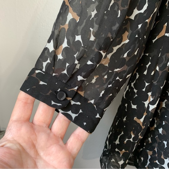 A Pea In The Pod Maternity black sheer leopard blouse with long sleeves. Size L - Picture 7 of 9